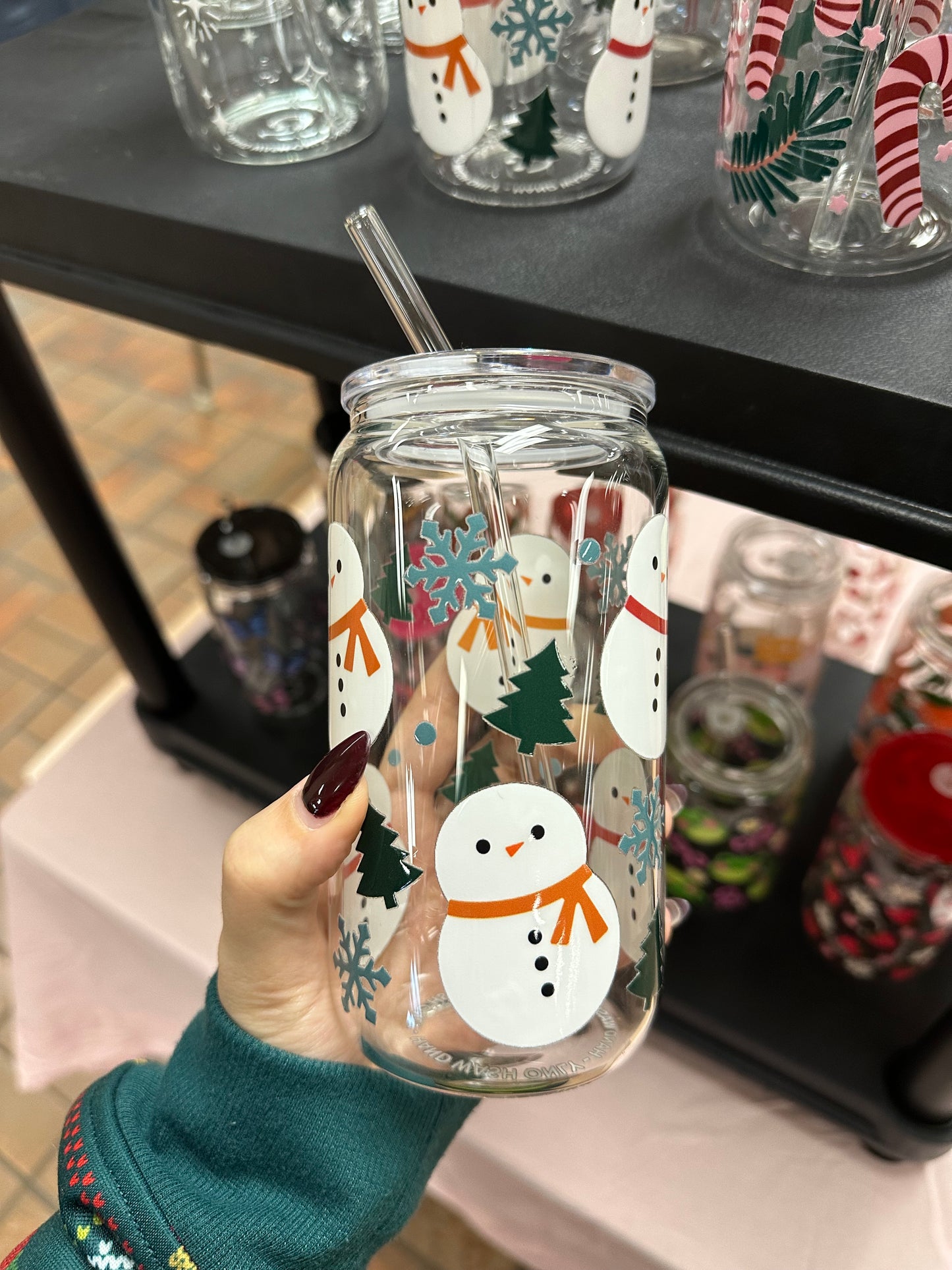 Snowman Can Glass Cup / Verre Bonhomme De Neige