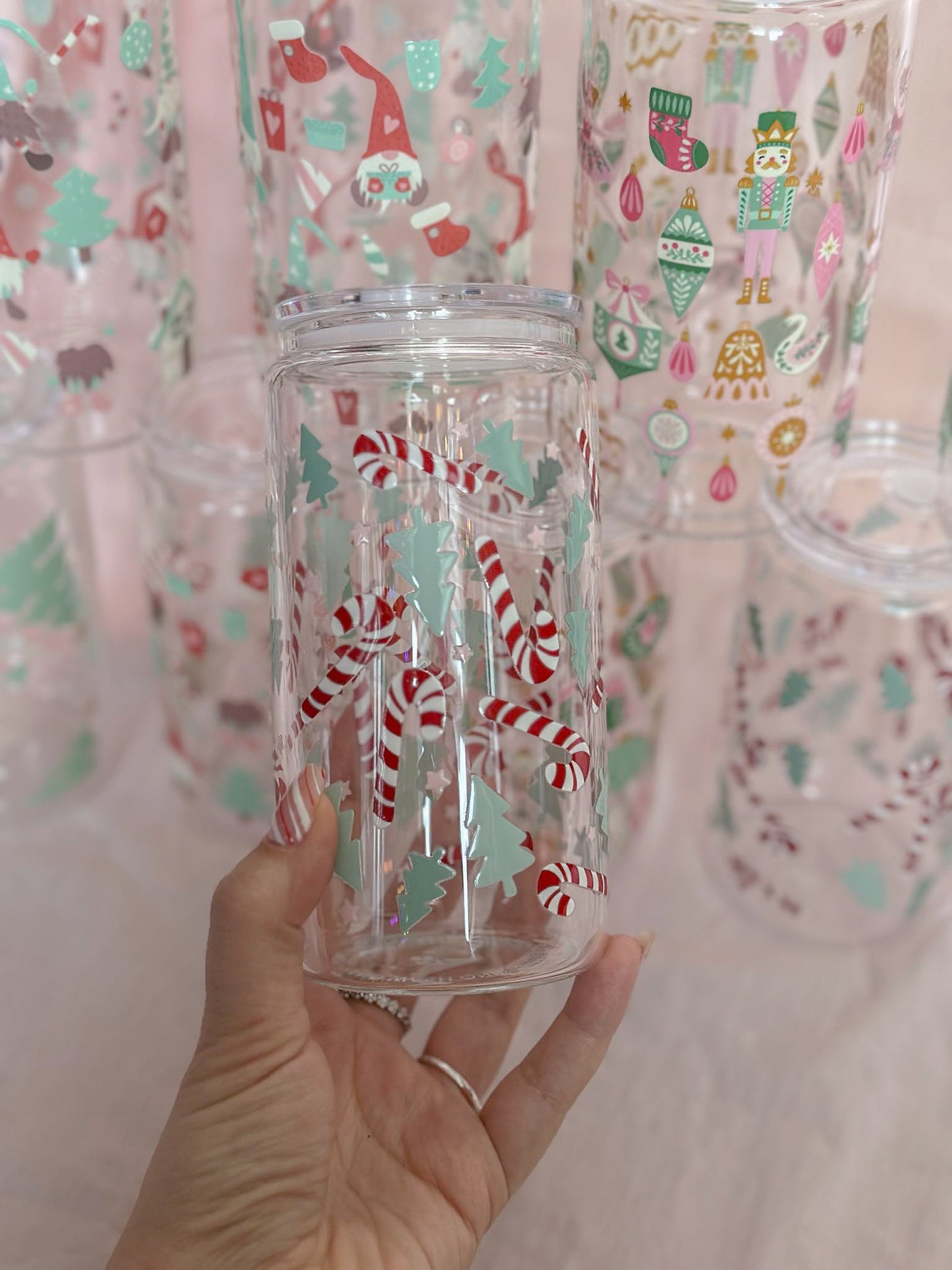 Candy Cane Glass Can Cup / Verre en Vitre Canne De Bonbons